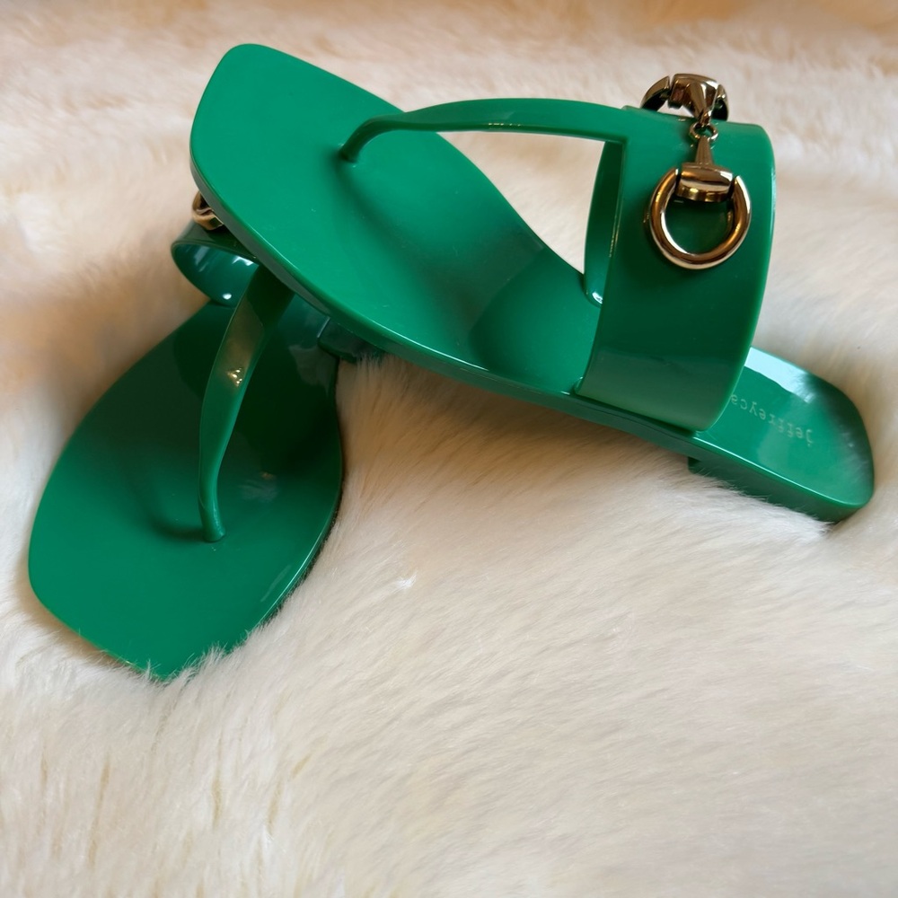 🆕 NWT - Anthro Jeffrey Campbell Green 💚 Jelly Flats w/Chic Hardware ~ Size 6/37